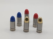 ZBIJAK - Łuska SPECJALNA kal. 9x19mm Luger, pocisk kolor/zwykły, atrapa naboju bez prochu i spłonki (Zbijak 9x19 Łuska Specjalna)